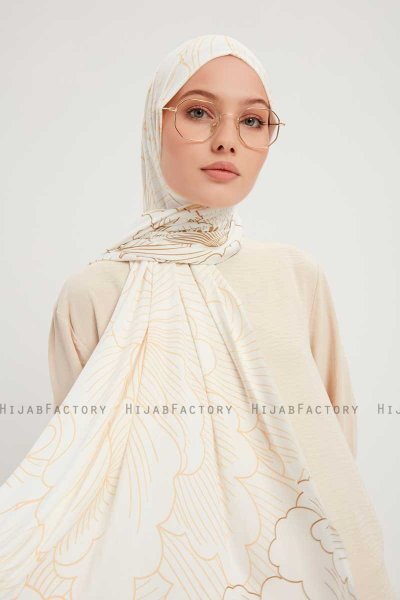 Fadime - Pearl White Mønstret Hijab