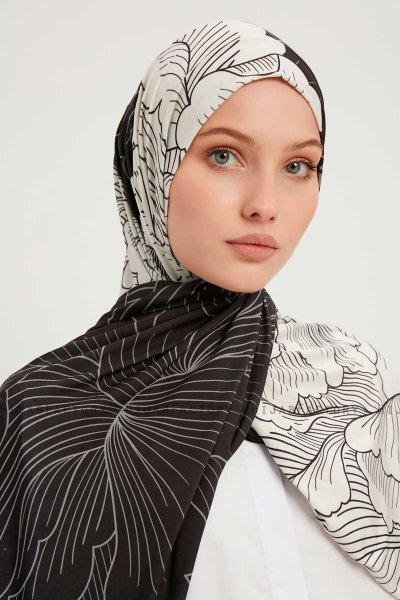 Fadime - Hvit Mønstret Hijab