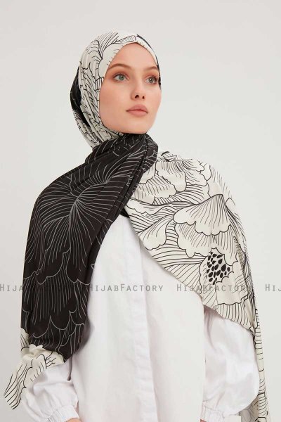 Fadime - Hvit Mønstret Hijab