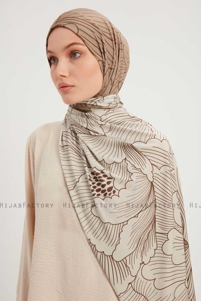 Fadime - Lysebrun Mønstret Hijab