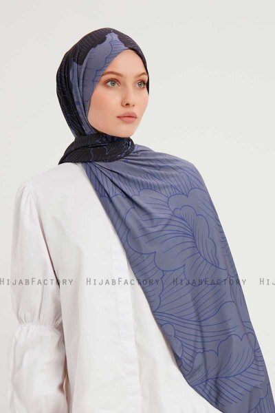 Fadime - Marineblå Mønstret Hijab