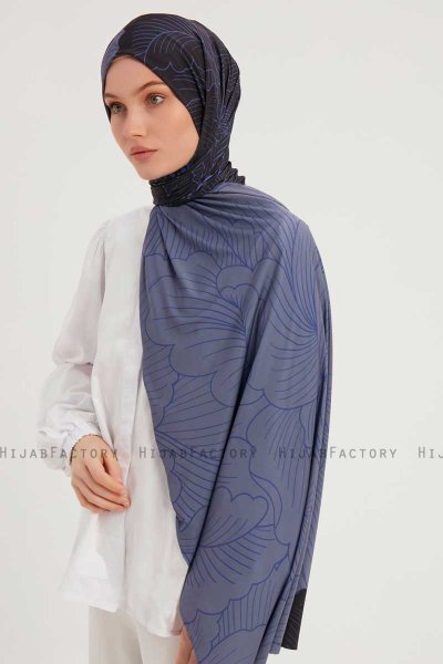 Fadime - Marineblå Mønstret Hijab