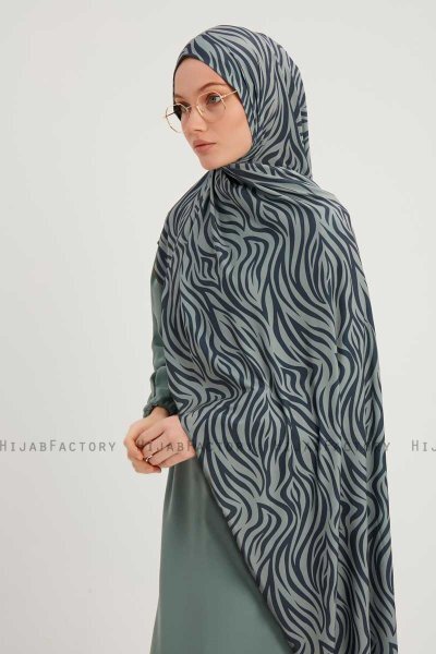 Hafiz - Marineblå Mønstret Hijab