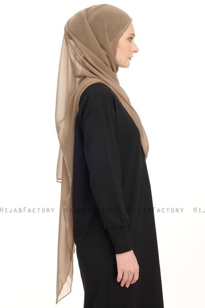 Chiffon Hijab - Mørk Taupe