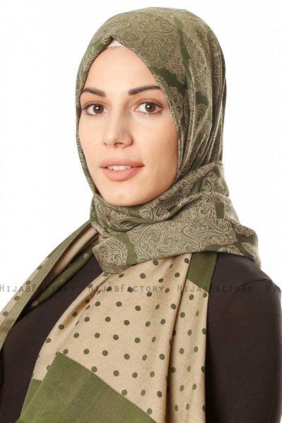 Alev - Khaki Mønstret Hijab