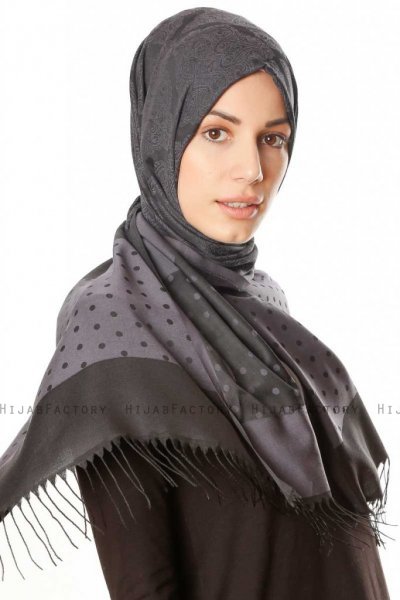 Alev - Svart Mønstret Hijab