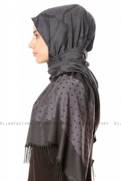 Alev - Svart Mønstret Hijab