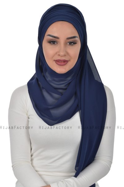 Alva - Marineblå Praktisk Hijab & Undersjal