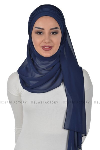 Alva - Marineblå Praktisk Hijab & Undersjal