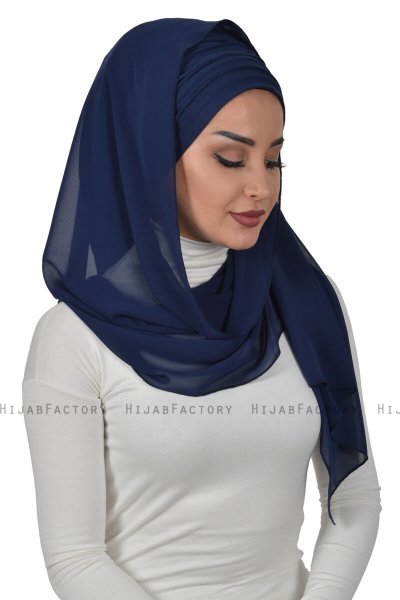 Alva - Marineblå Praktisk Hijab & Undersjal