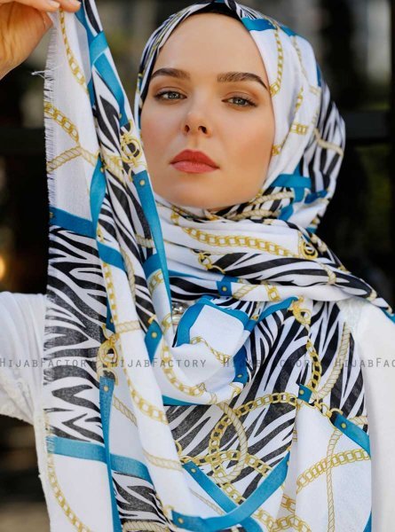Amapola - Petrol Mønstret Hijab - Sal Evi