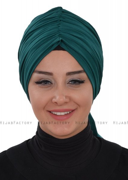 Amy - Mørk Grønn Bomull Turban - Ayse Turban