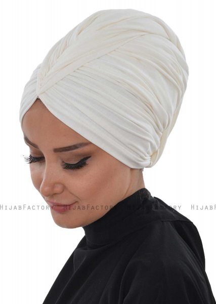 Amy - Offwhite Bomull Turban - Ayse Turban