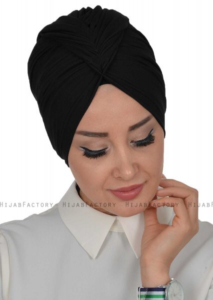 Amy - Svart Bomull Turban - Ayse Turban 320001-3