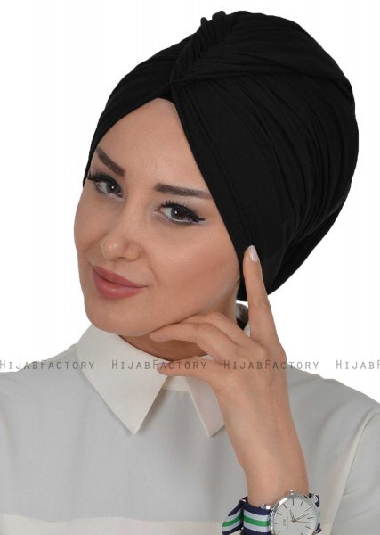 Amy - Svart Bomull Turban - Ayse Turban 320001-4