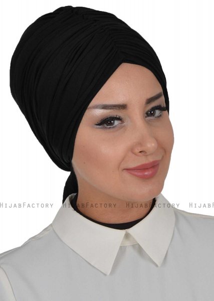 Amy - Svart Bomull Turban - Ayse Turban 320001-5