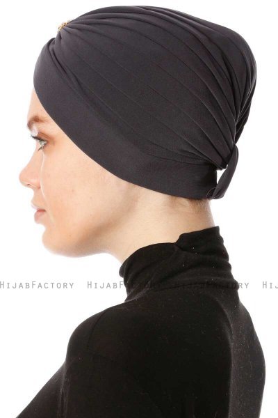 Arwa - Antrasitt Crepe Chiffon Turban - Sehr-i Sal