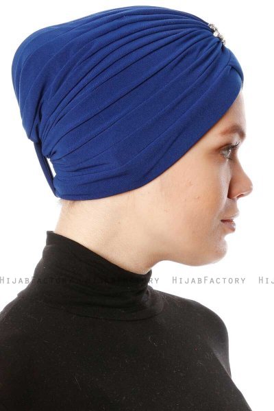 Arwa - Blå Crepe Chiffon Turban - Sehr-i Sal