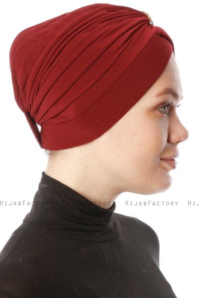 Arwa - Bordeaux Crepe Chiffon Turban - Sehr-i Sal