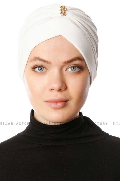 Arwa - Creme Crepe Chiffon Turban - Sehr-i Sal