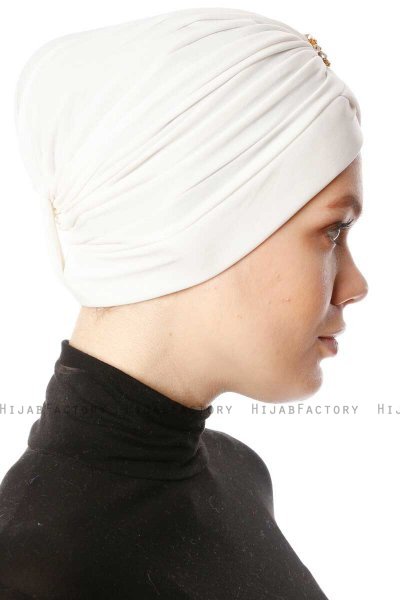 Arwa - Creme Crepe Chiffon Turban - Sehr-i Sal
