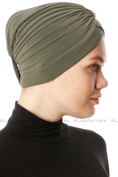 Arwa - Khaki Crepe Chiffon Turban - Sehr-i Sal