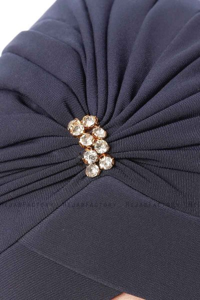 Arwa - Marineblå Crepe Chiffon Turban - Sehr-i Sal
