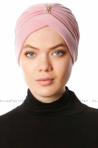 Arwa - Mørk Rosa Crepe Chiffon Turban - Sehr-i Sal
