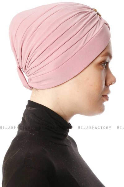 Arwa - Mørk Rosa Crepe Chiffon Turban - Sehr-i Sal