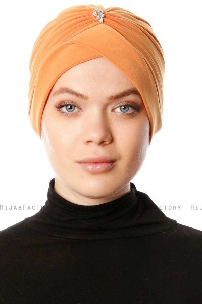 Arwa - Oransje Crepe Chiffon Turban - Sehr-i Sal