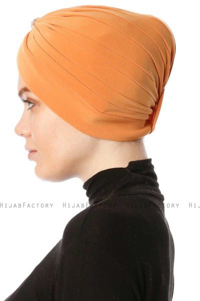 Arwa - Oransje Crepe Chiffon Turban - Sehr-i Sal