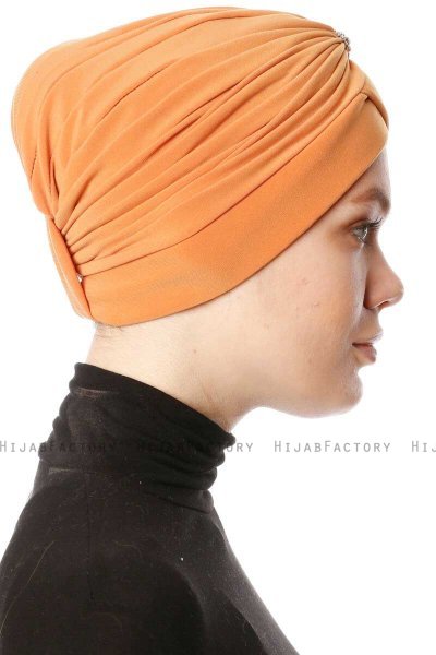 Arwa - Oransje Crepe Chiffon Turban - Sehr-i Sal