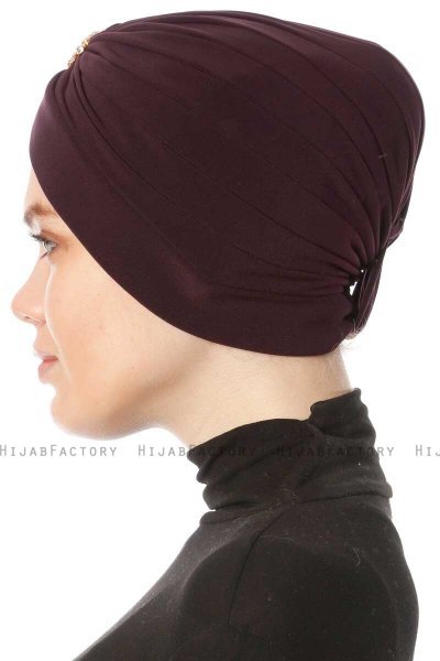 Arwa - Plomme Crepe Chiffon Turban - Sehr-i Sal