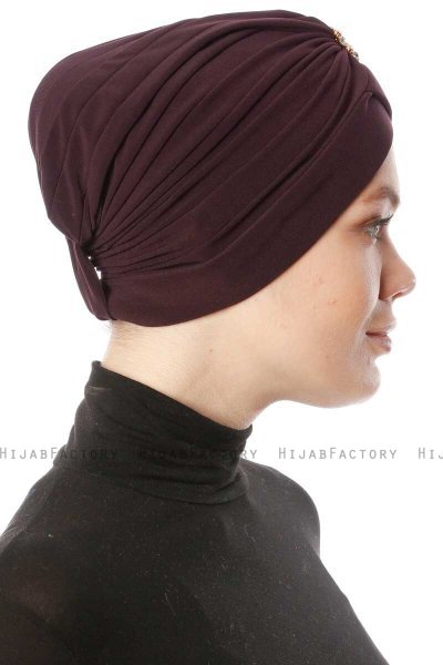 Arwa - Plomme Crepe Chiffon Turban - Sehr-i Sal