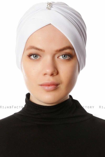 Arwa - Hvit Crepe Chiffon Turban - Sehr-i Sal
