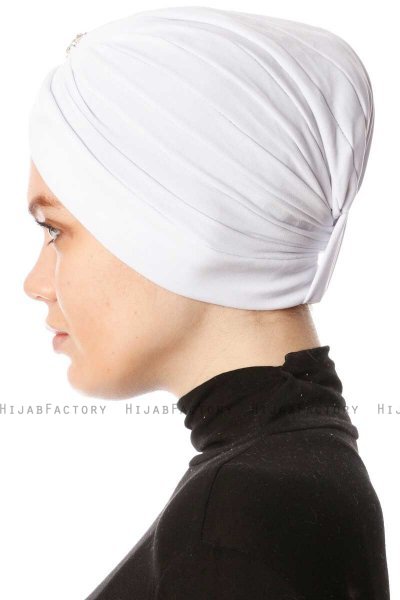 Arwa - Hvit Crepe Chiffon Turban - Sehr-i Sal