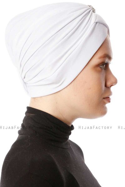 Arwa - Hvit Crepe Chiffon Turban - Sehr-i Sal