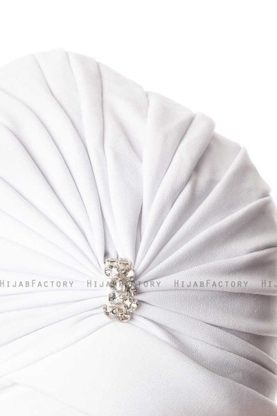 Arwa - Hvit Crepe Chiffon Turban - Sehr-i Sal