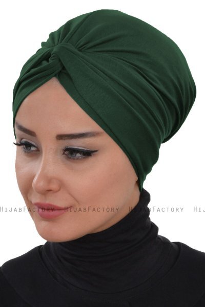Astrid - Mørk Grønn Bomull Turban - Ayse Turban