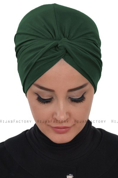 Astrid - Mørk Grønn Bomull Turban - Ayse Turban