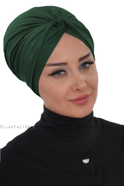 Astrid - Mørk Grønn Bomull Turban - Ayse Turban