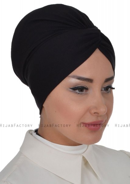 Astrid - Svart Bomull Turban - Ayse Turban