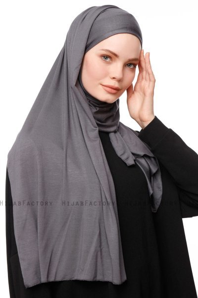 Asya - Mørk Grå Praktisk Viskos Hijab