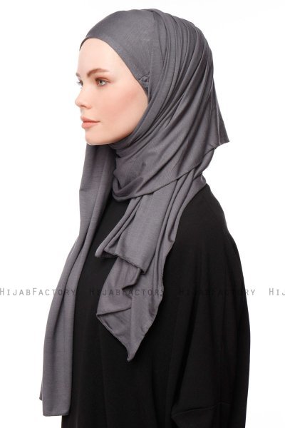 Asya - Mørk Grå Praktisk Viskos Hijab