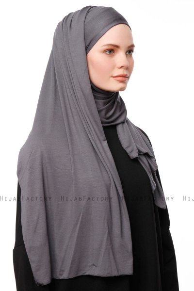 Asya - Mørk Grå Praktisk Viskos Hijab