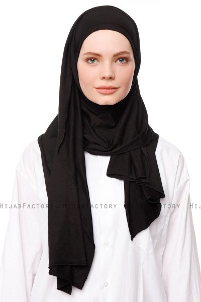 Asya - Svart Praktisk Viskos Hijab