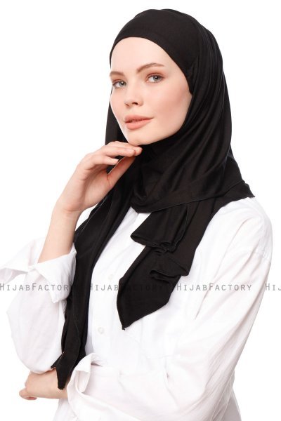 Asya - Svart Praktisk Viskos Hijab