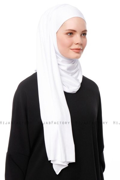 Asya - Hvit Praktisk Viskos Hijab