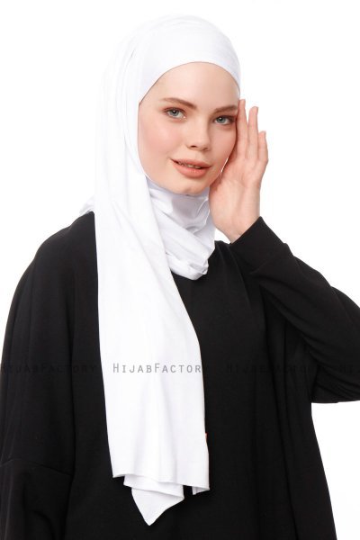 Asya - Hvit Praktisk Viskos Hijab