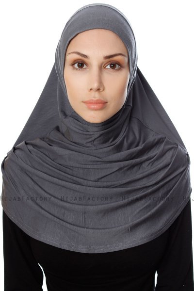 Ava - Mørk Grå One-Piece Al Amira Hijab - Ecardin